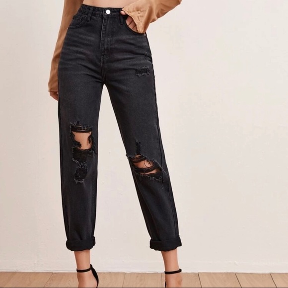 High-Waisted Ripped Mom Jeans - Picture 5 of 5